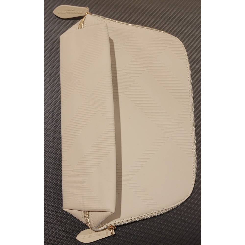 Burberry Beauty Beige Makeup Bag with Zipper Cosmetic Case Travel Organizer - Picture 5 of 6